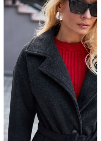 Темно-сіре зимнє Жіноче тепле напівпальто з кишенями (3085) Triko Bakh