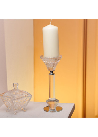 Підсвічник скляний на ніжці 6×17.3 см прозорий декоративний підсвічник на стіл HP-4-10S Yiwu (369142693)
