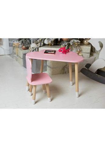 Дитячий столик Хмара (Рожевий) та стільчик Ведмедик (Рожевий) No Brand (331639805)