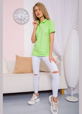 Салатовая женская футболка-поло женское, салатовое прямого кроя из хлопка, Ager