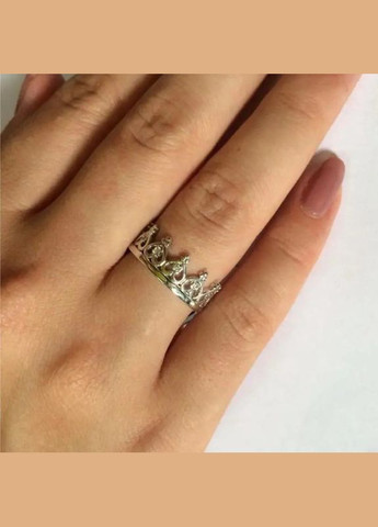 Каблучка срібна тематична Корона з маленькими білими фіанітами No Brand (362177211)