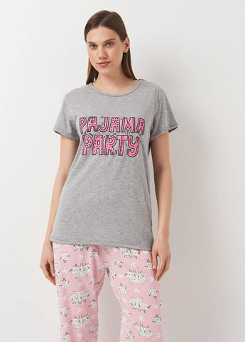 Сіра всесезон піжама футболка + штани Carla Mara