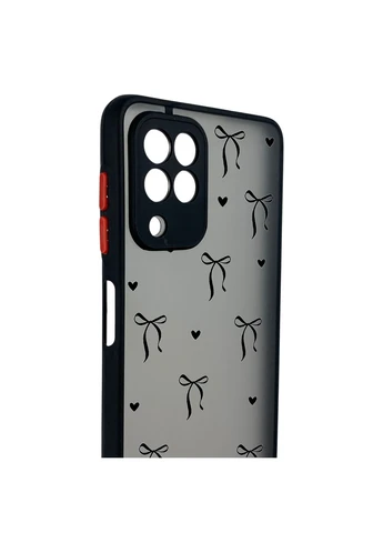 Чохол для телефона Galaxy M22 4G (SM-M225F) с 3D принтом бантики з серцями із захистом камери чорний Samsung (399771135)