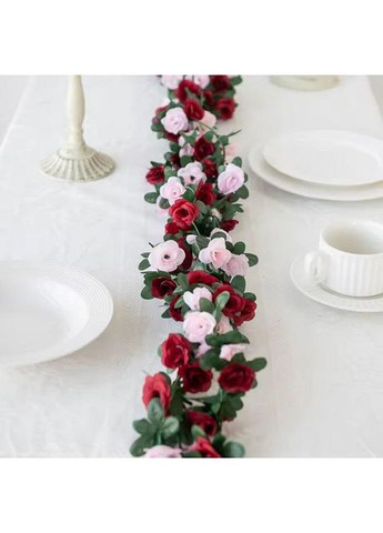 Искусственные цветы лиана, для декора комнат, террариумов и прочего, 2,5 метра, имитация живых цветов, бордовый с розовым. No Brand (370290439)