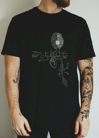 Чорна футболка чорна чоловіча "engineering brain" Ctrl+