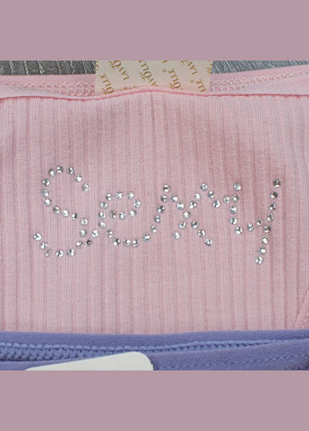 Комплект жіночих трусиків у рубчік зі стразами 5 шт Lavolle Стрінги (315922639)