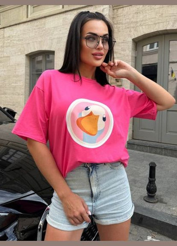 Женская футболка оверсайз, розовая, удлиненная (арт. 766EB) No Brand - (350886199)