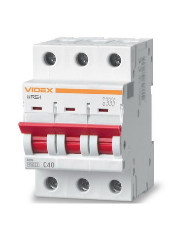Автоматичний вимикач RS4 3п 40А С 4,5кА RESIST (VFRS4-AV3C40) Videx (282312898)