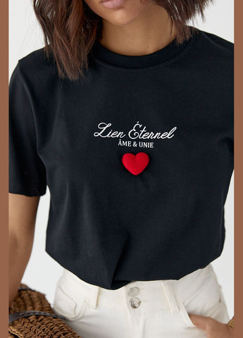 Футболка з об'ємним серцем - бежевий колір Lurex - (340917604)