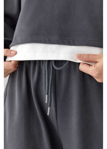 Теплый спортивный костюм с контрастным нижним слоем Lurex (370395934)