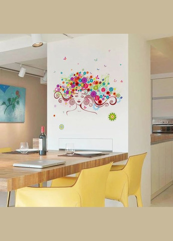 Вінілові наклейки на стіну Дівчина в квітах (лист 50 х 70 см) Б102-1 No Brand (302242506)