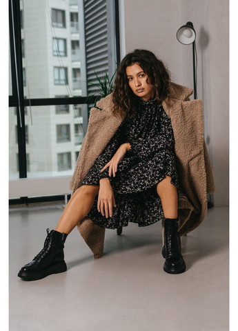 Кофейное зимнее Пальто-шуба 2026.5296 Seventeen