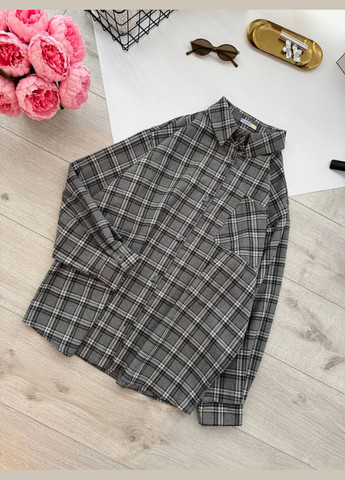 Серая повседневный, вечерний, классическая, кэжуал рубашка в клетку No Brand с длинным рукавом