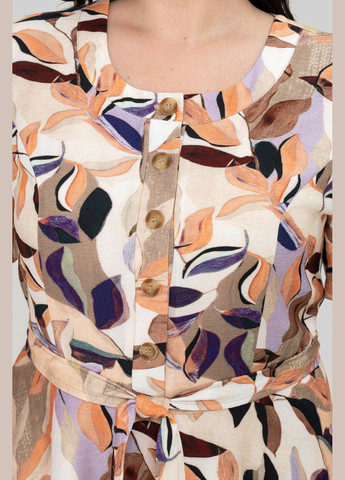 Молочное повседневный платье полуприлегающего силуэта из льна бохо клешенная юбка вниз all posa (ap101993p) A'll Posa