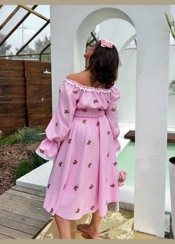 Рожева святковий, коктейльна, повсякденний, кежуал, вечірня сукня міді з довгим рукавом бебі долл Україна