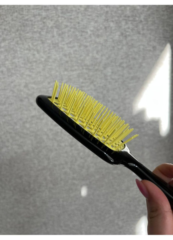 Расческа Superbrush с силиконовыми зубчиками Желтая с черной ручкой продувная расческа Hollow Comb (363114876)