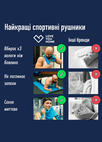 Дорожное спортивное полотенце из микрофибры с чехлом Голубой (A-025668) Love You хаки