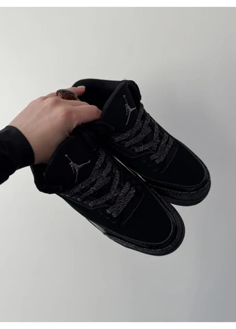 Кроссовки женские и мужские Nike Air Jordan 3 Retro Black Cat | Найк Аир Джордан 3 черные No Brand чёрные демисезоны (396703202)