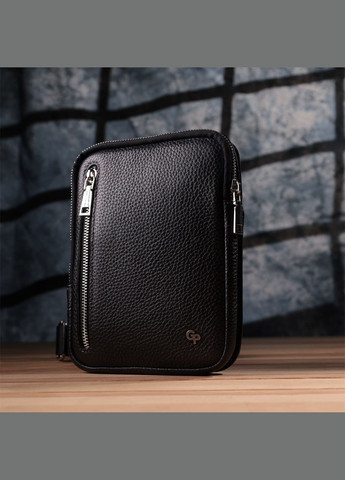 Прямокутна сумка бананка з якісної натуральної шкіри 22877 Чорний Grande Pelle (316087194)