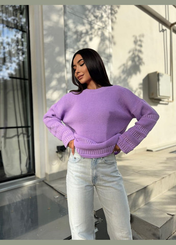 Бузковий демісезонний жіночий базовий светр бузкового кольору 30180 Fashion