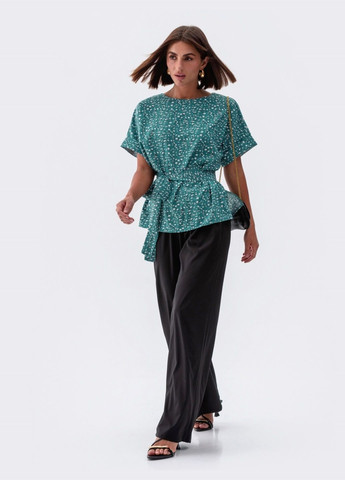 брючный костюм с принтованной бирюзовой блузкой Dressa (301535379)