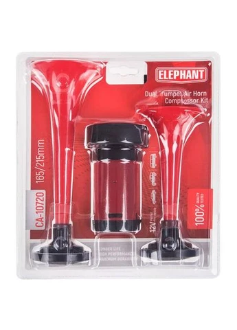 Сигнал повітряний CA-10720/Еlephant/2-дудки пластик,червоний 12V/165мм,215мм Elephant (322335429)