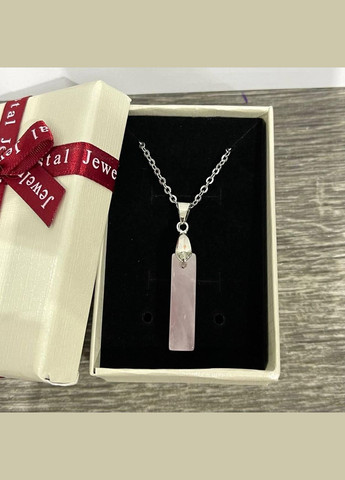 Кулон талисман с натуральным камнем кварц прямоугольной формы на цепочке в подарочной коробочке No Brand (331291759)