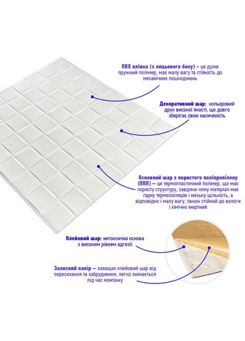 Самоклеюча декоративна 3D панель плетіння 700х700х8мм (176) SW-00000189 Sticker Wall (316101210)