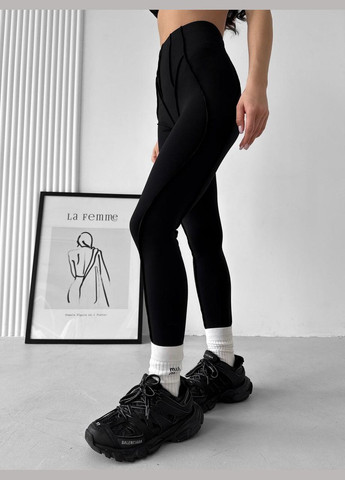 Легінси «зі швами назовні» без пуш-ап ефекту, чорного кольору, розмір L Trends (330756920)