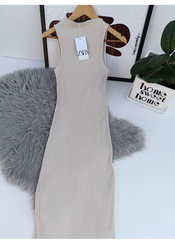 Бежева сукня міді в рубчик. Zara