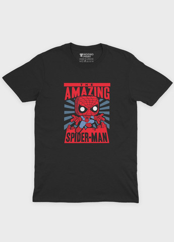 Черная демисезонная футболка для девочки с принтом супергероя - человек-паук (ts001-1-gl-006-014-026-g) Modno