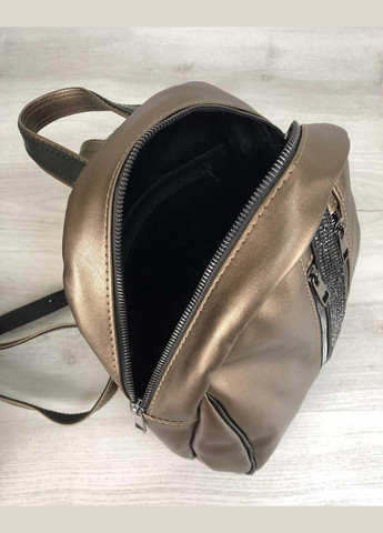 Женский рюкзак из мягкой экокожи со стразами «Юна» бронзового цвета WeLassie (298568143)