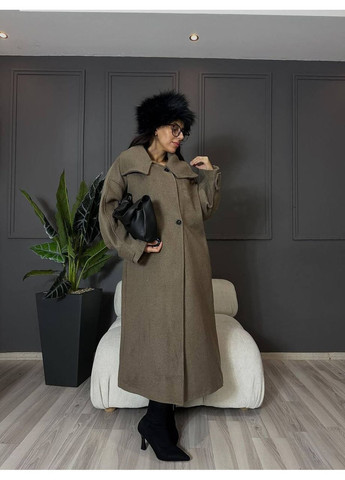 Кавове демісезонне Пальто з кашеміру No Brand