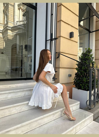 Красивый женский белый женский льняной сарафан No Brand однотонный