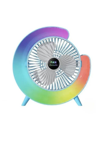 Вентилятор ночник аккумуляторный с цветной подсветкой Colorful Desktop Fan F13 USB синий Led (333034958)