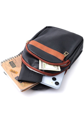 Удобная женская сумка через плечо с отверстием для наушников из экокожи Vintage черная (sku_22787) No Brand (329853309)