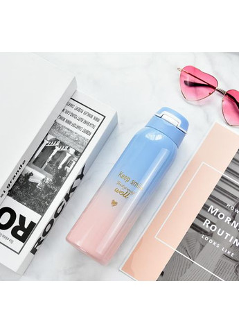 Термос "Happiness Comes" сине-розовый градиент нержавеющая сталь 500 мл No Brand (363831187)