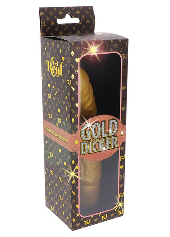 Вибратор реалистик с стимулятором клитора Gold Dicker, золотой Toy Joy (289784144)