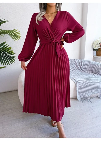 Бордовое платье SHEIN однотонное