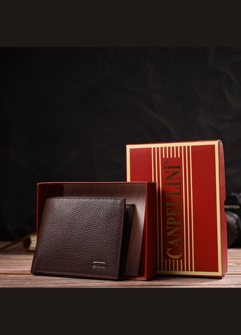 Великолепный мужской портмоне из натуральной зернистой кожи коричневое 21775 Canpellini (329197143)