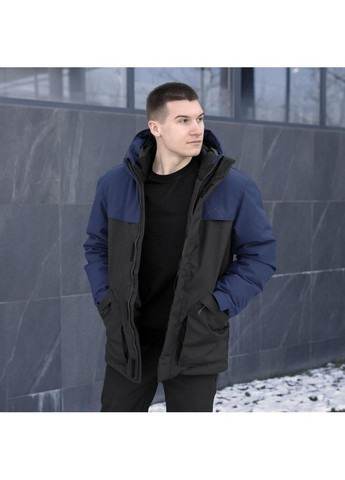 Синяя зимняя стильная мужская зимняя куртка парка на пухе синяя No Brand