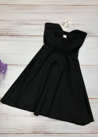 Чорна кежуал, святковий, коктейльна, вечірня чорна міні сукня з відкритими плечима бебі долл NLY TREND однотонна