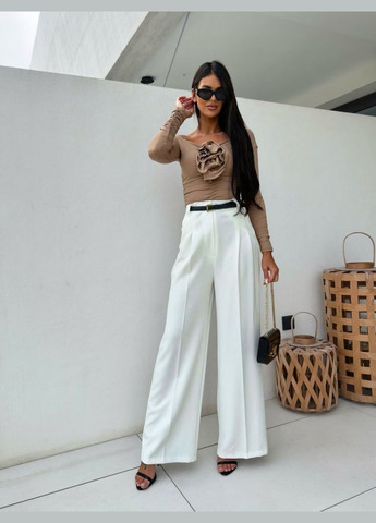 Женские брюки палаццо цвет белый р.42/44 454142 New Trend (289720046)