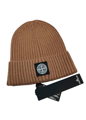 Шапка black logo one size колір коричневий Stone Island (314964609)