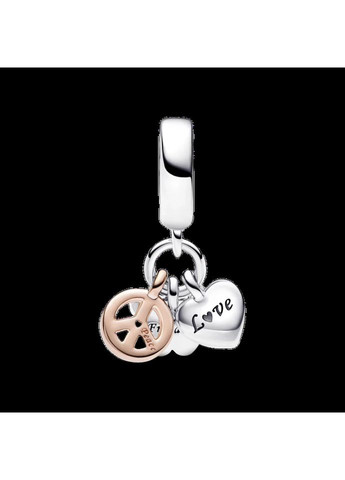 Срібний шарм Пандора "Райдужне серце, метелик і символ миру" 782572C01 Kabluchka (355346667)