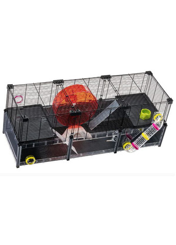 Модульна клітка для хом'яків та мишей Multipla Hamster Lagre з аксесуарами чорна 107.5x37.5x42 см 57007417 Ferplast (284282861)