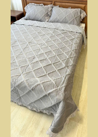 Плед із наволочками євро 220х240 см сірий (П-M-velurEvro5070-54) No Brand (306633522)