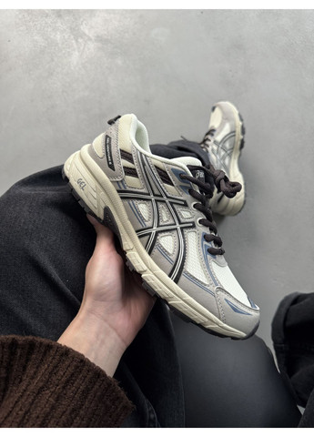 Серые демисезонные кроссовки мужские asics gel-venture 6 brown / grey / beige асикс гель вентуре 6 No Brand