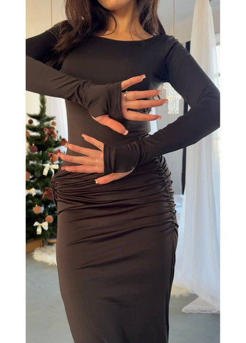 Коричнева святковий, коктейльна, вечірня костюм нарядний двійка боді+спідниця в пол Nositi