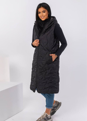 Жіночий подовжений жилет з плащівки на синтепоні з капюшоном і кишенями Allthings (370437617)